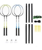 Plieninis badmintono rinkinys NRZ014 NILS: 4 raketės, 3 plunksninukai, tinklas 195x22 cm ir dėklas