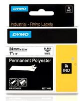 DYMO Rhino Industrial Permanent Polyester Tape 24mm x 5.5m Black on White (1734523)
