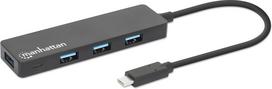 Manhattan 4-port USB hub, USB-C connection (164924)