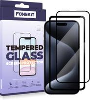 FoneKit Full Cover - Tempered Glass, iPhone 15 Pro Max (IP 15 Pro Max 2.5D Full)