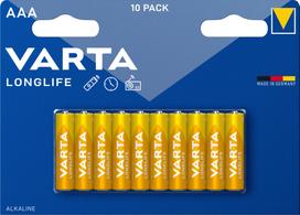 Varta Longlife alkaline battery, 10 AAA (LR03) batteries (4103101461)