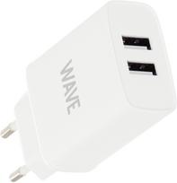 Wave AC charger adapter with 2 x USB ports, 3.1 A, white (-VL3)