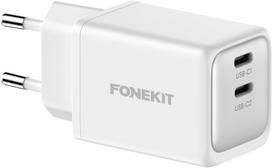FoneKit GaN PD 48 W Fast Charger, 2 × USB-C, white (6438148059538)