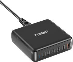 FoneKit GaN PD 200 W fast charger, 5 × USB-C + USB-A, black (PDT-007)