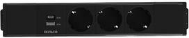 Deltaco power panel, 3 sockets, 1x21W A+C USB charger, GST18 connection, chainable (1902246)