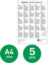 LEITZ Premium A3/A4 laminating sheet cleaning cloths, pack of 5 (72550000)