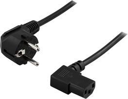 Fuj:tech Deltaco CEE 7/7 to C13 power cord with angled connectors, 5 m, black (DEL-111B)
