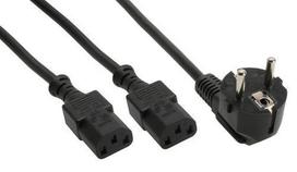 Intos InLine CEE 7/7 - 2 x C13 -Y power cable with angled plug, 2 m (DEL-109D)