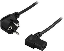 Deltaco CEE 7/7 – C13 power cable with right-angle connectors, 2 m, black (DEL-109B)