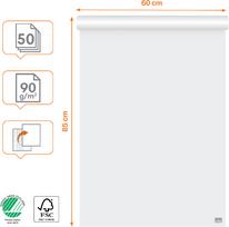 NOBO Premium flip chart paper, 60 x 85 cm, blank/ruled, 2 x 50 sheets, 90g/m² (1915658)