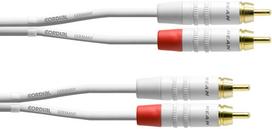 Cordial 2 x RCA male to RCA male cable, 0.9 m, white (CFU0.9CC-SNOW)