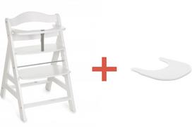 Hauck Alpha+ feeding chair, White + Alpha Click Tray, White (66349)