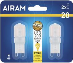 Airam LED bulb opal dome G9 lamp 200 lm, 2-pack (4711799)