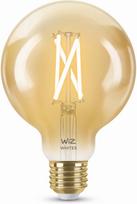WiZ smart bulb, E27, amber-tinted glass, tunable white—a spectrum of white light, Wi-Fi, 2000–5000 K, 640 lm, 9 cm (929003018322)