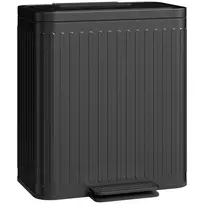 Virtuvės šiukšliadėžė, 2 x 20 L skyriai, efektyvus atliekų rūšiavimas, pedalas kojai, plastikas, metalas, juoda