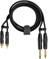 Fuj:tech 2 x 6.3 mm male – 2 x RCA male audio cable, 1.5 m, black (2x RCA - 2 x 6.3 mm TS, 1.5 m)