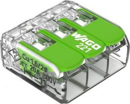 Connecting terminal 3 set 0.2-4mm2 32A/450V, green 221-423 | 4066966345438