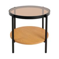 Apvalios formos šoninis stalas su stikliniu stalviršiu ø 48 cm Hassel – Unique Furniture