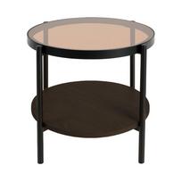 Apvalios formos šoninis stalas su stikliniu stalviršiu ø 48 cm Hassel – Unique Furniture