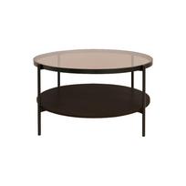 Rudos spalvos apvalios formos kavos staliukas su stikliniu stalviršiu ø 84 cm Hassel – Unique Furniture
