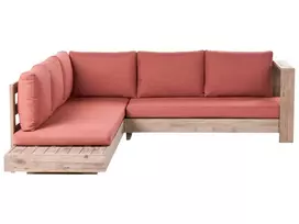 Sodo kampinė sofa 5 asmenims MARETTIMO kairinė, raudona, sertifikuota akacijos mediena
