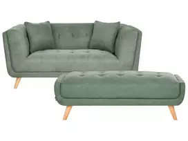 Dvivietė sofa HABO, žalia, su otomane
