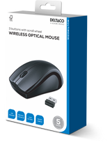 Belaidė optinė pelė DELTACO, USB imtuvas, 3 mygtukai su slinkties rankenėle, 1200 DPI, juoda / MS-811 / 1903434