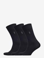 Polo Ralph Lauren - Ribbed Crew Sock 3-Pack - Įprastos kojinės - Juoda