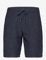 Lindbergh - Linen Blend Herringbone Short - Laisvalaiko marškiniai - Mėlyna