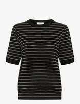 Kaffe - Kalizza Striped Knit - Megztinis - Juoda