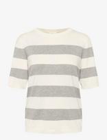 Kaffe - Kalizza Striped Knit - Megztinis - Balta