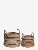 House Nordic - Rani - Baskets, Banana Leaf, Natural, Set Of 2 - Sandėliavimo krepšys