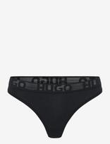 HUGO - Mesh Logo Thong - Stringai - Juoda