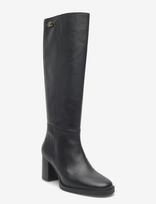 Tommy Hilfiger - Stacked Heel Leather Long Boot - Ilgaauliai batai - Juoda