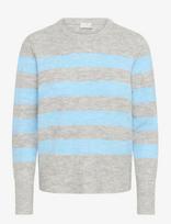 Kaffe - Kaniel Striped Pullover - Megztinis - Pilka