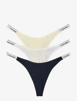 Calvin Klein - Dipped Thong 3Pk - Stringai - Marga / raštuota