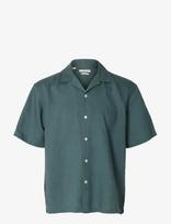 Selected - Slmrlxclay Linenblend Ss Shirt Res Noos - Laisvalaikio marškiniai - Žalia