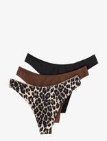 Lindex - 3-Pack Thong With Low Waist - Stringai - Juoda