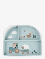 Done By Deer - Stick&Stay Compartment Plate Tiny Farm Blue - Lėkštės - Mėlyna
