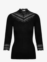 Rosemunde - Rwbenita Silk 3/4 Turtleneck Lace Top - Golfas - Juoda
