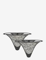 Weekday - 2-Pack Swirly Lace Tanga Thongs - Stringai - Pilka