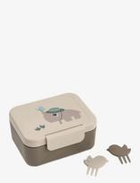 Done By Deer - Tiny Lunch Box W/Snack Picks Tiny Trails Sand - Kūdikių maisto indelis - Pilka