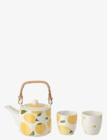 J-Line - S/3 Teapot+Cups Lem Ceram Wh/Yell - Arbatos puodelis - Balta