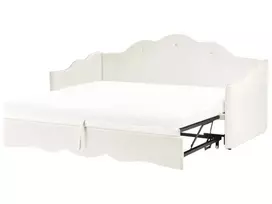 Išskleidžiama lova Beliani LORETTE 90 x 200 cm, smėlio spalvos veliūras