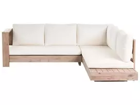 5 vietų sodo kampinė sofa MARETTIMO Dešininė, kreminė balta, sertifikuota akacijos mediena