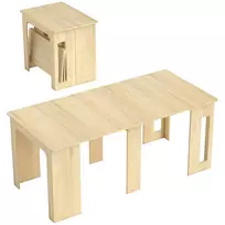 HOMCOM Valgomasis stalas, sulankstomas, išlankstomas virtuvės stalas, stalviršis iš drožlių plokščių, 60-180 x 85 x 75 cm, natūralios spalvos