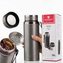 Nerūdijančio plieno termosas be BPA Peterson kavai ir arbatai su sieteliu, 750 ml, sidabro spalvos