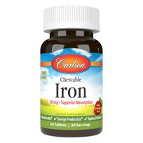 Carlson Labs Chewable Iron, 30mg Strawberry - 60 tablets
