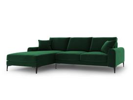 Minkštas kampas Mazzini Sofas Madara, veliūras, tamsiai žalias/juodas