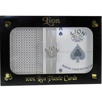 Pokerio kortos Lion 100% plastikinės Double Black